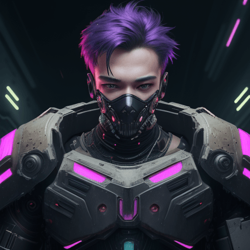 AI generated: young man, portrait, wearing tank armor, solo, cyberpunk, official art, unity 8k wallpaper, ultra de...