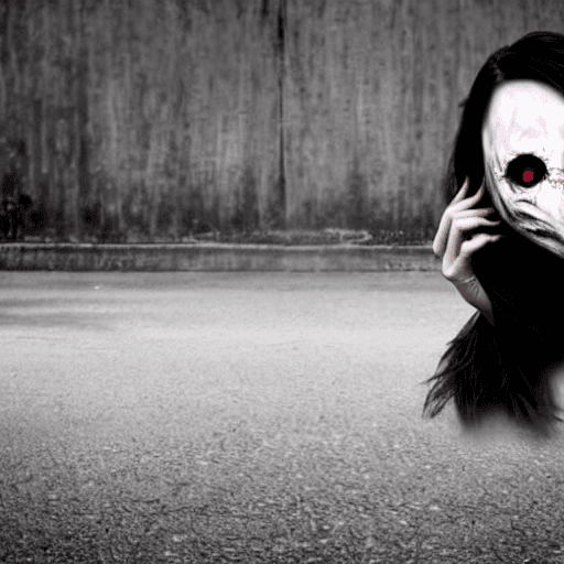 AI generated: Horror black creature,scary girl,sore face,
