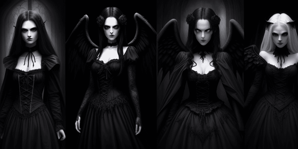 AI generated: light and dark, evil and angel, gothic style