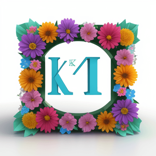 AI generated: letter K  colored flowers 3d