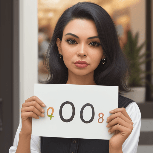 AI generated: Selfie of a lady holding a handwritten small sign that says, “08/04/24” “kandy” 