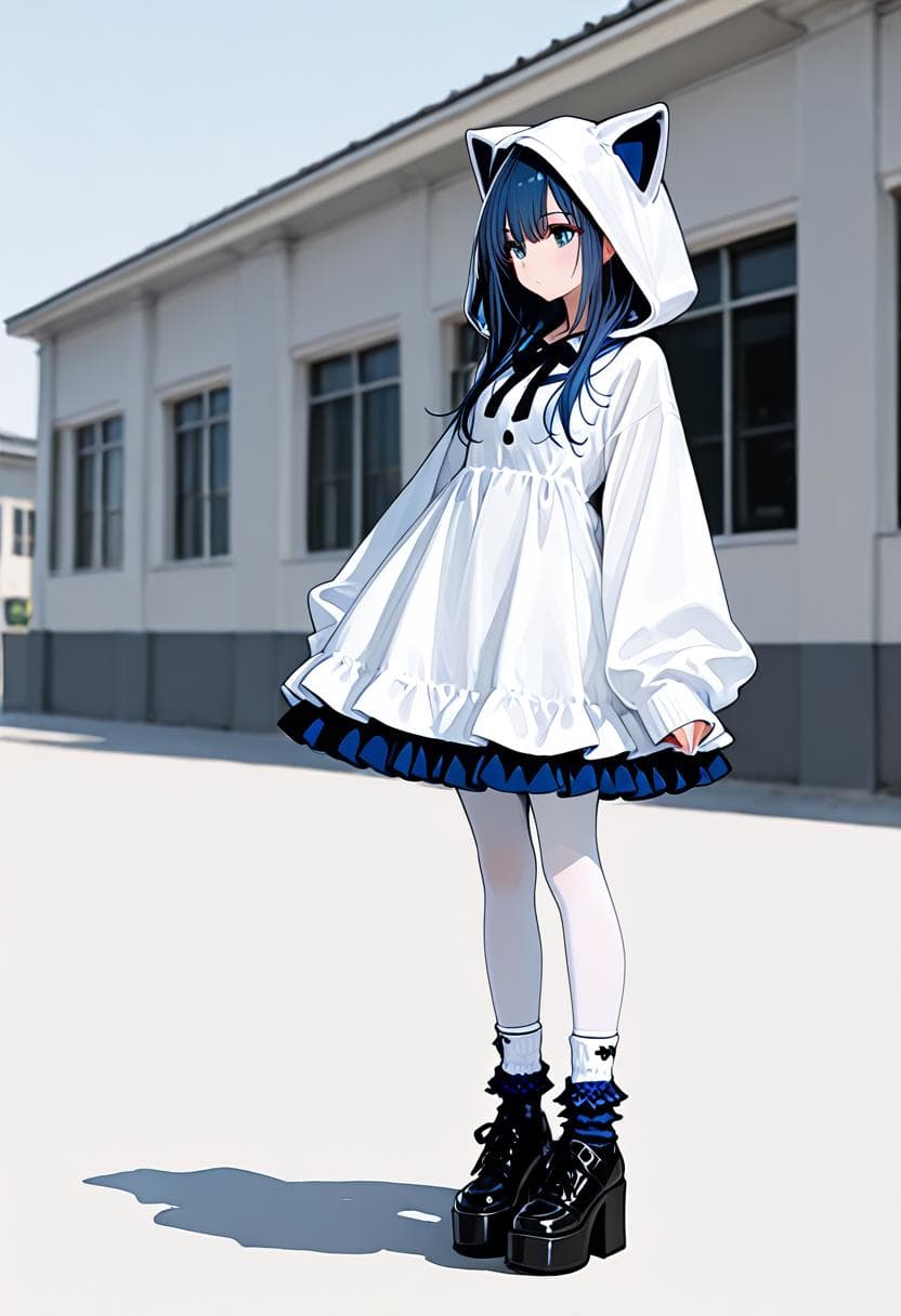 Cat hood One-piece set/ねこみみフードワンピ