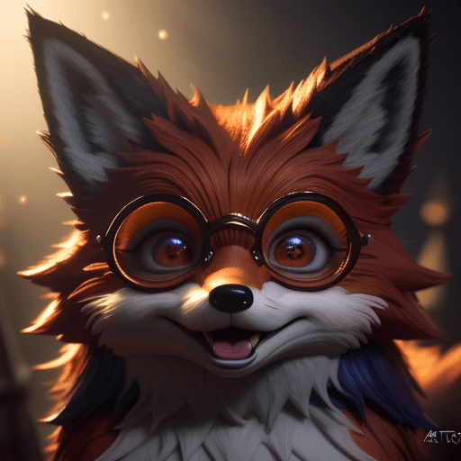 AI generated: cute foxy magic harry potter style smiling funny comical set in hogwarts caricutre style close up, i...