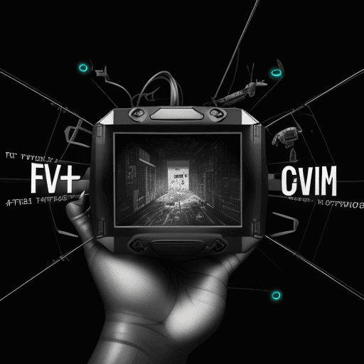 AI generated: Background text: FPV Basic tips: hyperrealistic, drone, remote control in hand, head-mounted VR disp...