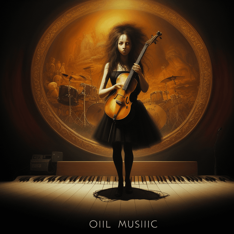 AI generated: music Album cover picture, surreal art oil picture, sound,  concert