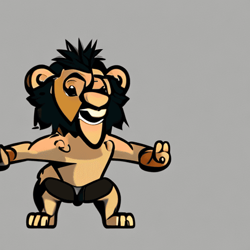 AI generated: anthro male lion character with a muscular physique and exposed underarms. The lion should have a hu...