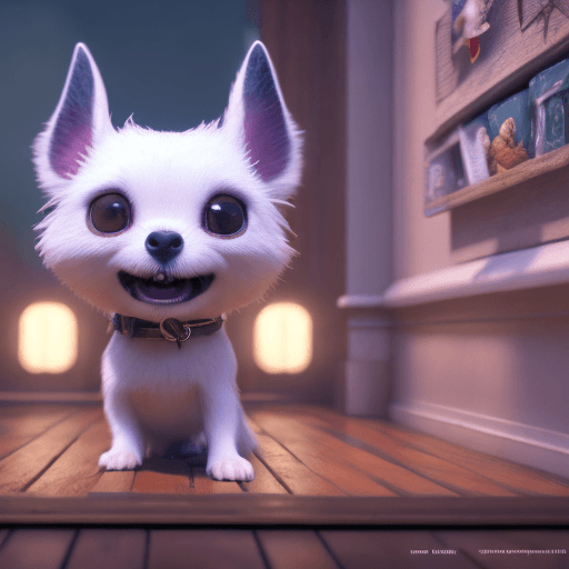 AI generated: Cute small Dog waving at me and smiling greeting me in front of theater door ,unreal engine, cozy in...