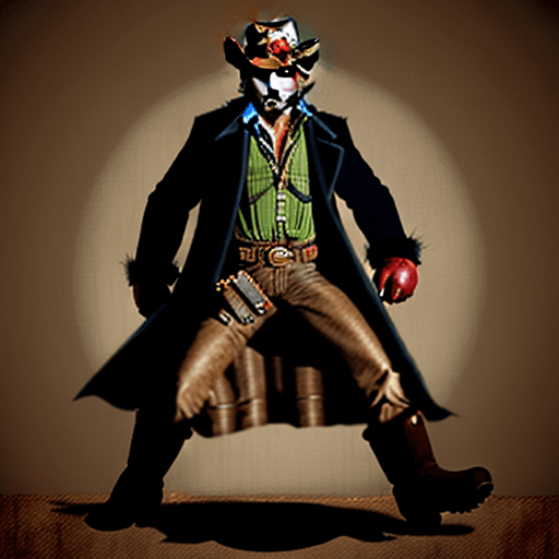 AI generated: Super Mario dressed as a cowboy from Red Dead Redemption, Mario has a pancho, a cowboy hat, boots, c...