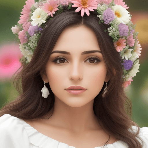 AI generated: mujer hermosa llenos de flores de diferentes flores
