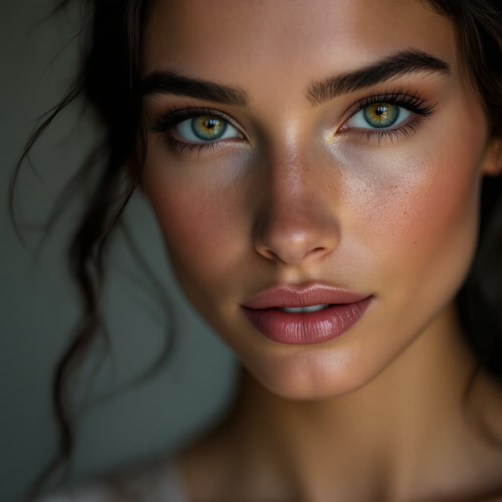AI generated: high definition photo, stunning french model, close-up, in the style of european beauty standards, p...