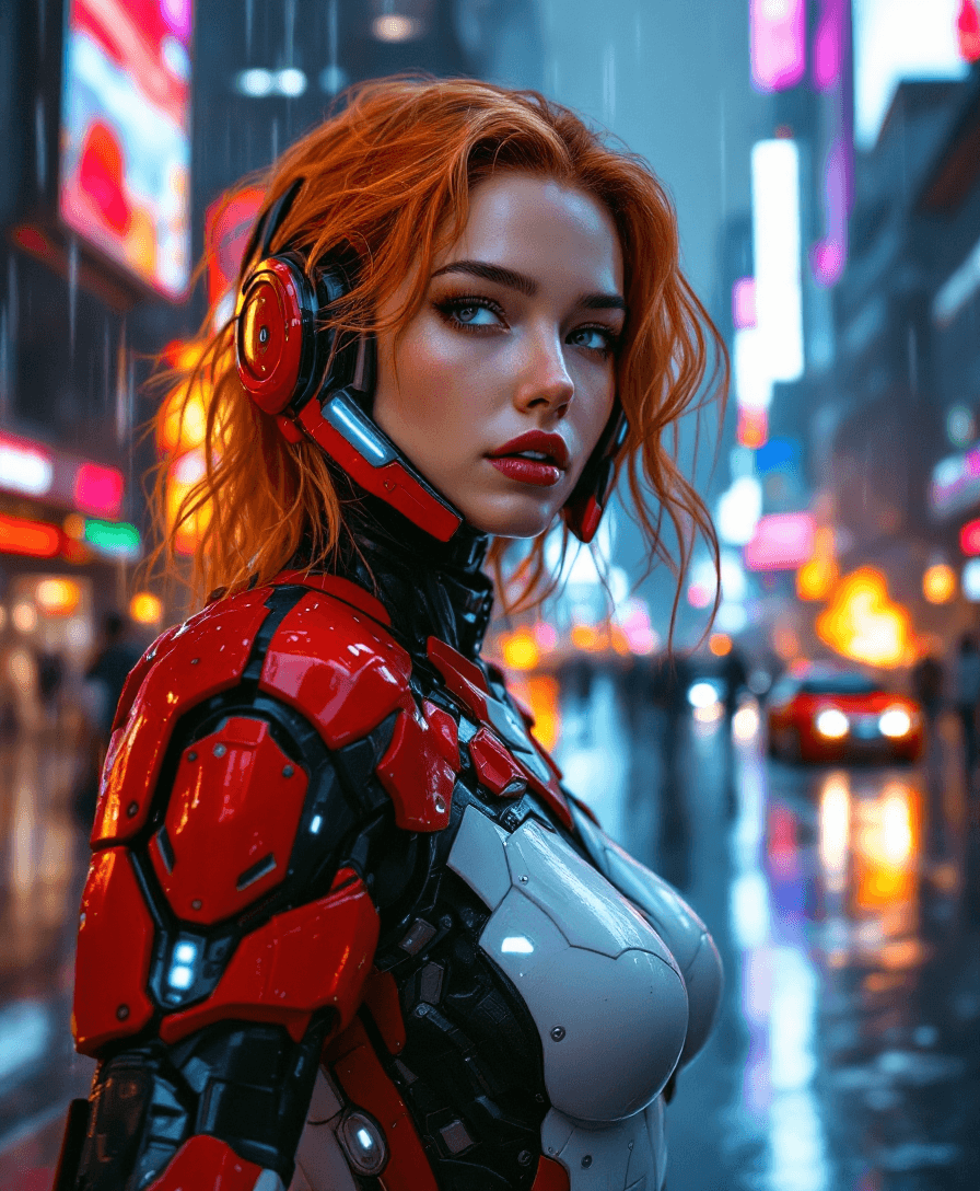 AI generated: A beautiful masterpiece (8K) full-body portrait of a 25-year-old with vivid colors of red, cobalt, w...