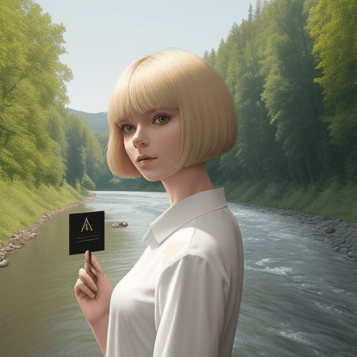 AI generated: minimal linear logo, tour guide with tour sign in hands with inscription Pskov, girl with bob haircu...