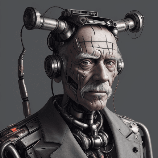 AI generated: The image features a 100 years very old man with a unique appearance, wearing a headpiece that resem...