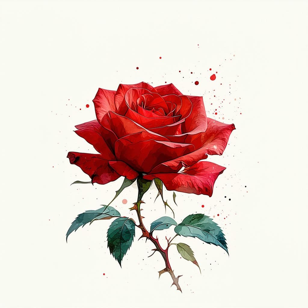 AI generated: red rose on an off-white background, in the style of watercolor illustrations --ar 1:2 --stylize 750