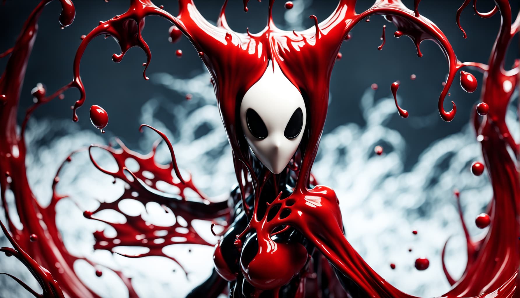 AI generated: Detailed CG unity wallpaper, close-up, Hollow Knight Hornet, epic iconic bold mask and outfit, anato...