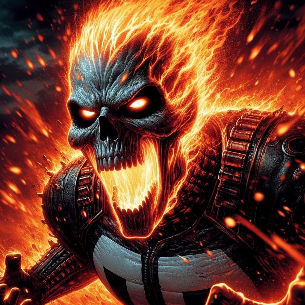 AI generated: Ghost Rider of Marvel