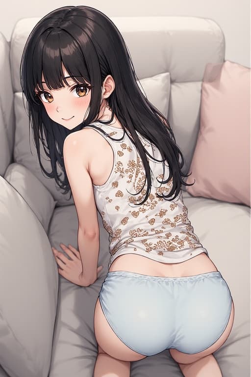 AI generated: anime art of A shorter (1m10) young girl(((barely legal 19 + yearlings oldest)))is position on all f...