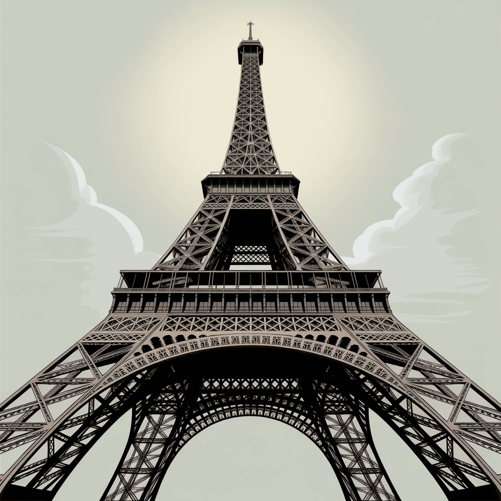 AI generated: Diagramatic drawing of the structure of the Eiffel Tower --ar 1:2 --stylize 750 --v 7