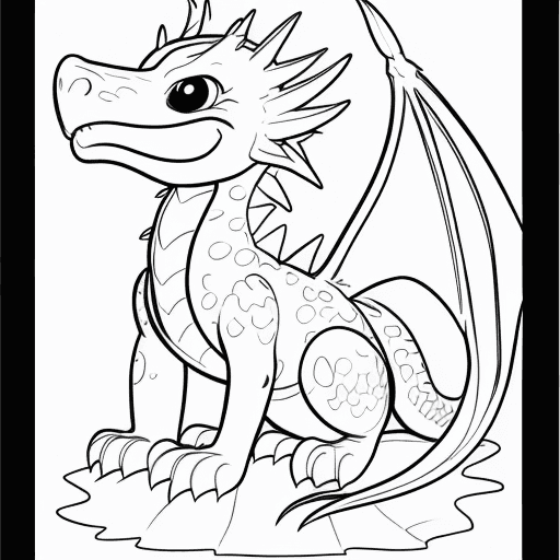AI generated: coloring book for kids happy fire baby dragon draw just the lines

