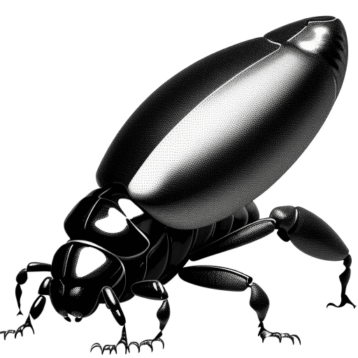 AI generated: a monochromatic vectorized image of a hercules beetle sideways with a long horn