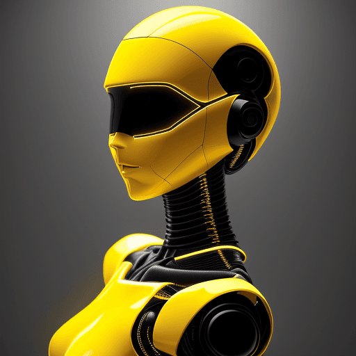 AI generated: Photo of a robotic mannequin without face on yellow background with dramatic lighting 16k ultra hd q...