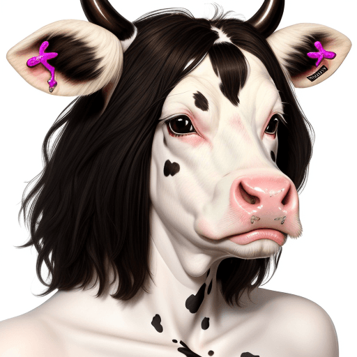 AI generated: high resolution image of holstein cow with septum piercing
