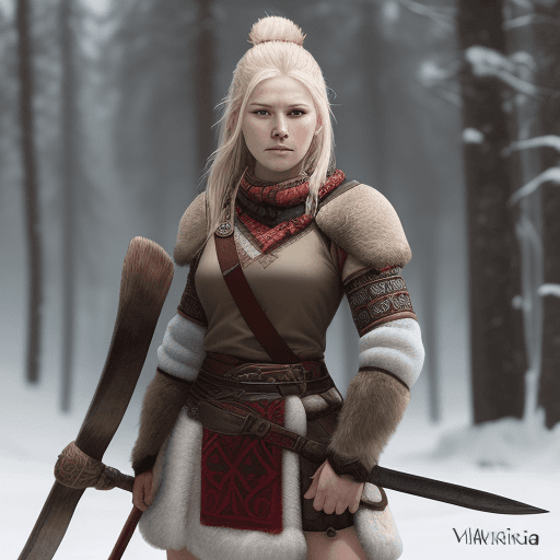 AI generated: A woman vikinga valkiria nordic warrior about twenty years old