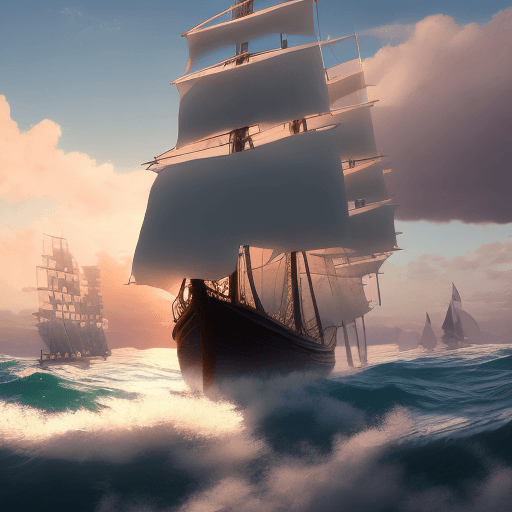 AI generated: Photo of a ultra realistic sailing ship, dramatic light, pale sunrise, cinematic lighting, battered,...