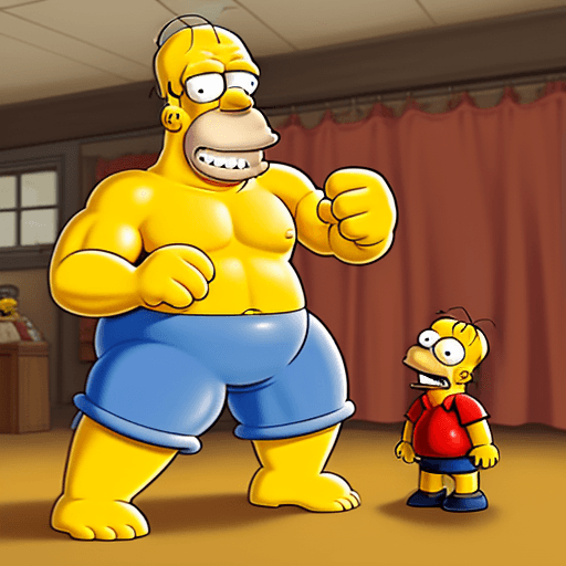 AI generated: peter grifin fighting with homer simpson