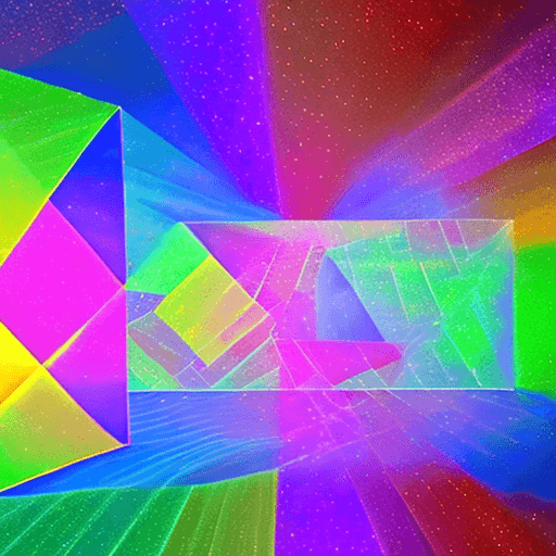 AI generated: light magic manifested through blue, red, yellow, green and purple prisms