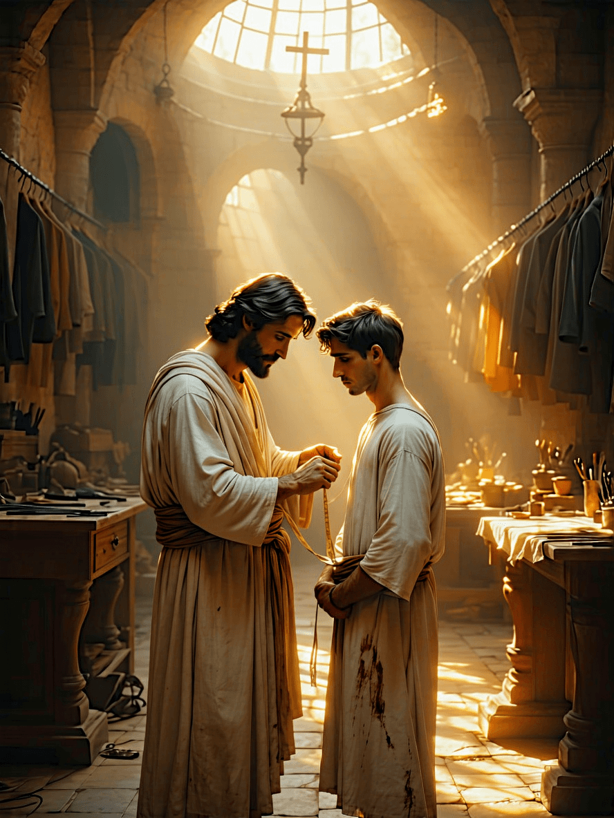 AI generated: Sacred iconography, resembling a holy painting, highly detailed, timeless classical style. Inside a ...