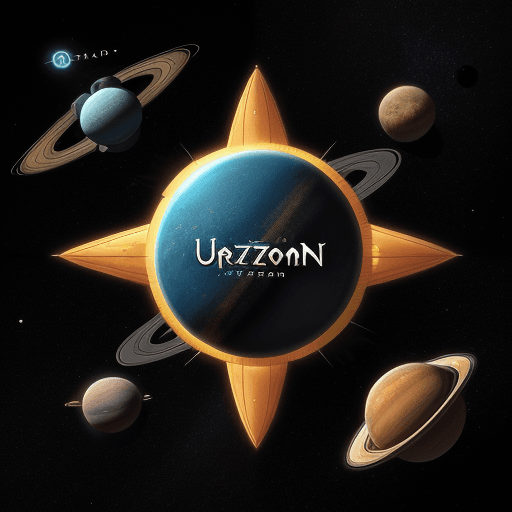 AI generated: A futuristic logo for an imaginary band called UtraZond with a solar system themed background and th...