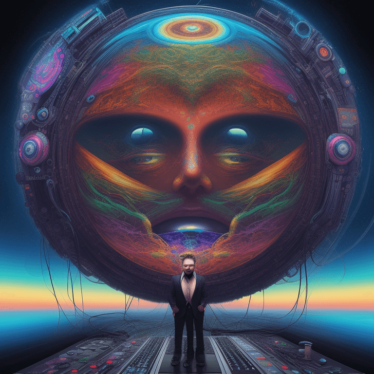 AI generated: music Album cover picture, surreal art, oil picture,  electronic music, Psy trance