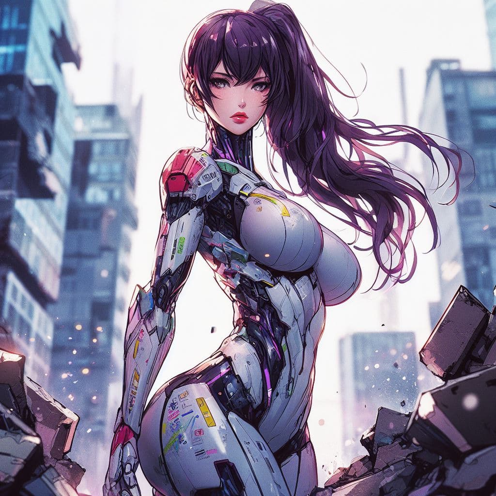 AI generated: digital art, best quality, highly detailed, manga style, solid manga colors, 3/4 low angle angle cam...