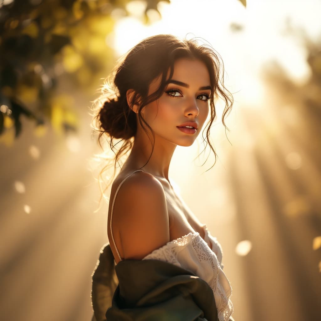 AI generated: : "Standing gracefully in the soft glow of the morning light, she exudes an aura of timeless beauty....