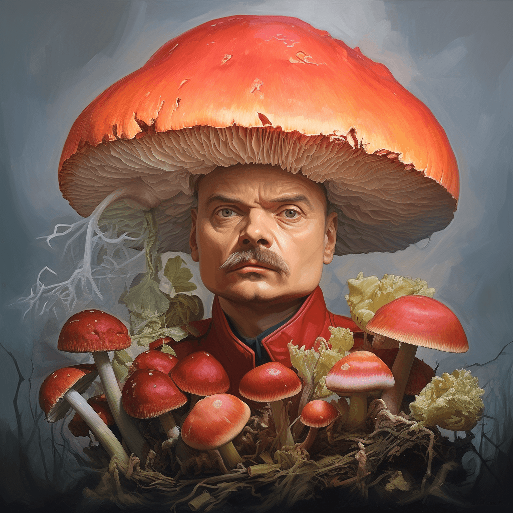 AI generated: Lenin as a mushroom