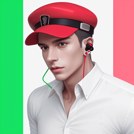 AI generated: Masterpiece, award winning portrait of stylish man in a white shirt with a red rectangle shape at th...