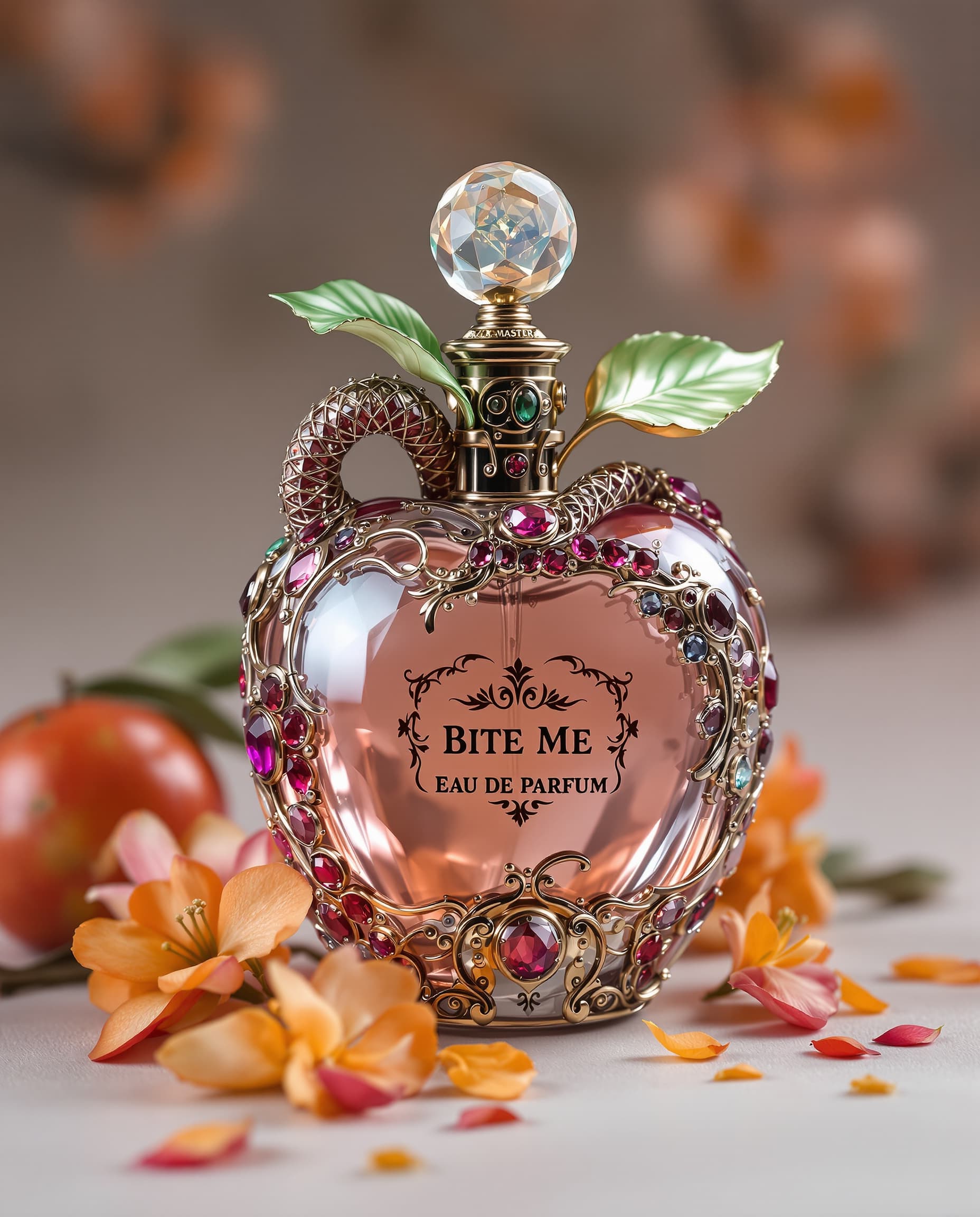 AI generated: A detailed Master crafted vintage steampunk perfume bottle and sprayer in the form of a A detailed M...