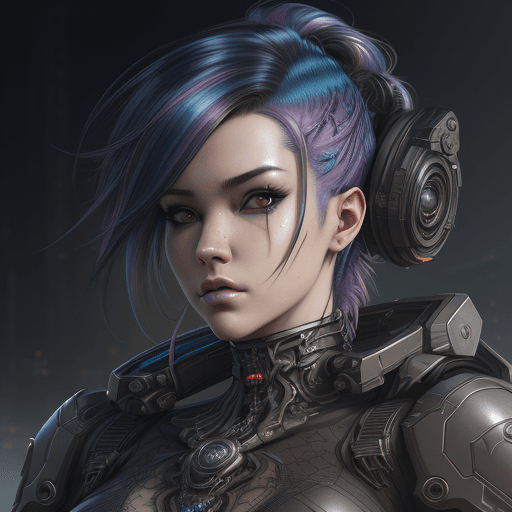 AI generated: Hyper detailed cyber style, extreme realistic details. (colorful hair), concept art, intricate detai...