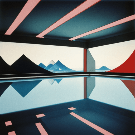 AI generated: In the style of el lissitzky, Bauhaus art, epic swimming pool, futuristic, geometric forms, light be...