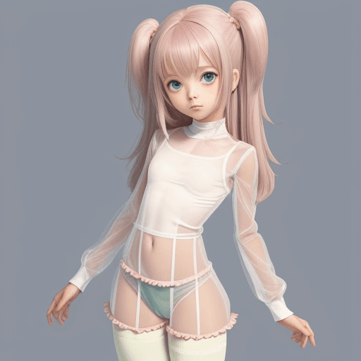 AI generated: Loli anime girl in tight see through tiny clothes 