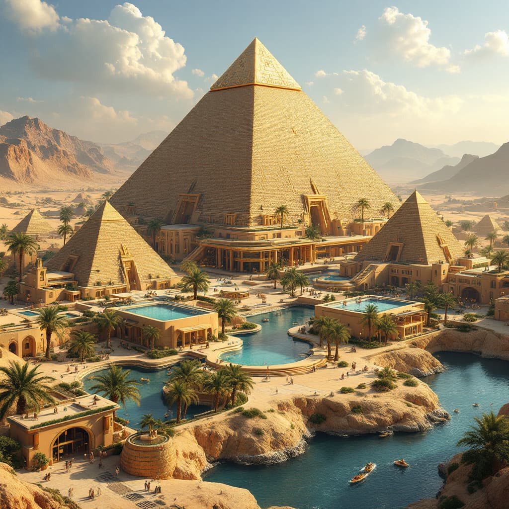 AI generated: Create a largest highest tallest Egyptian civilizations, futuristic Egyptian civilizations, futurist...