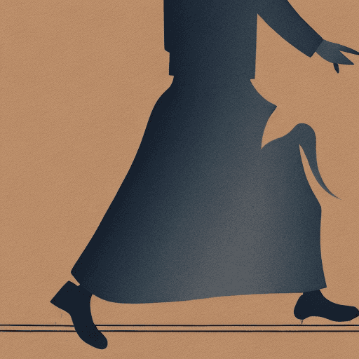 AI generated: A minimalistic illustration of a girl walking. The girl is done with cardboard and the background is...