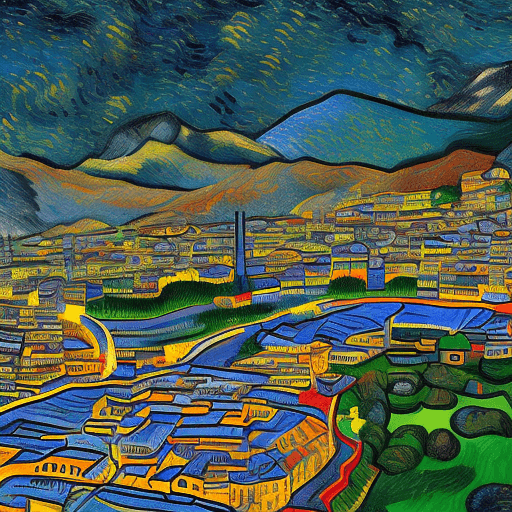AI generated: Quito city as a Vincent van Gogh Paint
