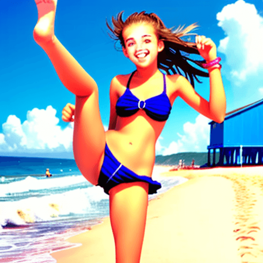 AI generated: A teen15yrs beach fun 
girl

