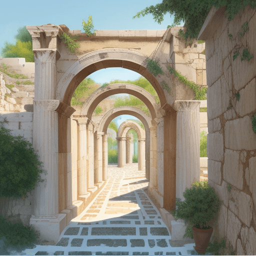 AI generated: backgraund, realistic style, greek arcs