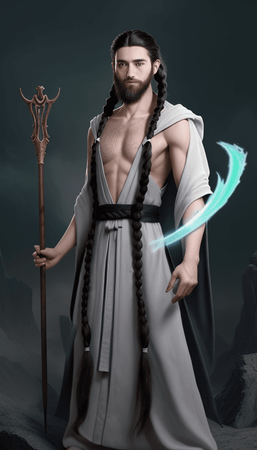 AI generated: A 24 year old human wizard. He is of average height and has green eyes and black hair. He has a wiry...