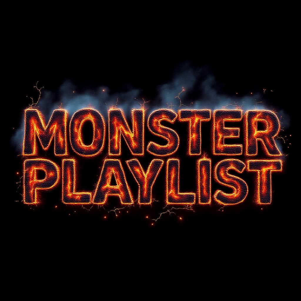 AI generated: "Create a jaw-dropping 3D text design for the words 'Monster Playlist', appearing as if it’s emergin...