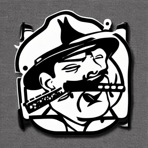 AI generated: Fedora gun gangster mafia icon symbolize sticker smoking