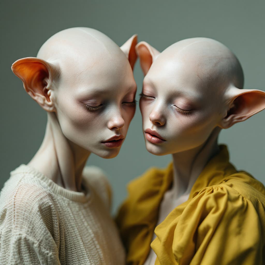 AI generated: A photo model as Siamese twins.